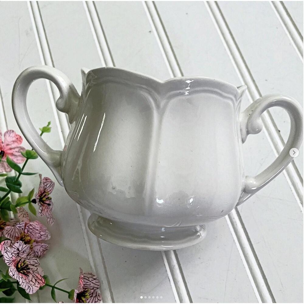 Vintage Harmony House Japan White Ironstone Sugar Bowl No Lid